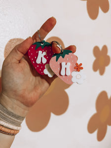 Strawberry Initial Keychain | Daisy Strawberry