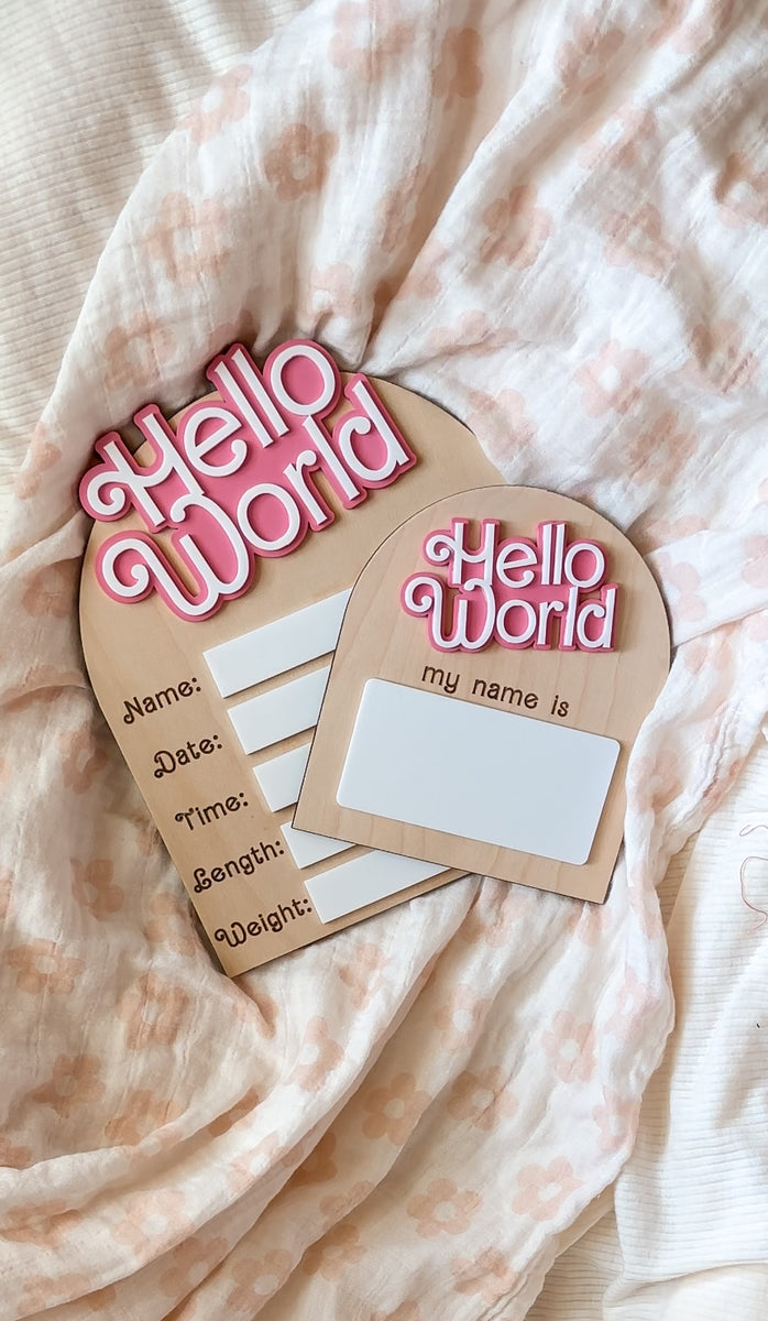 Barbie Hello My Name Is Sign | Birth Stat Sign – Jean and Lily CO