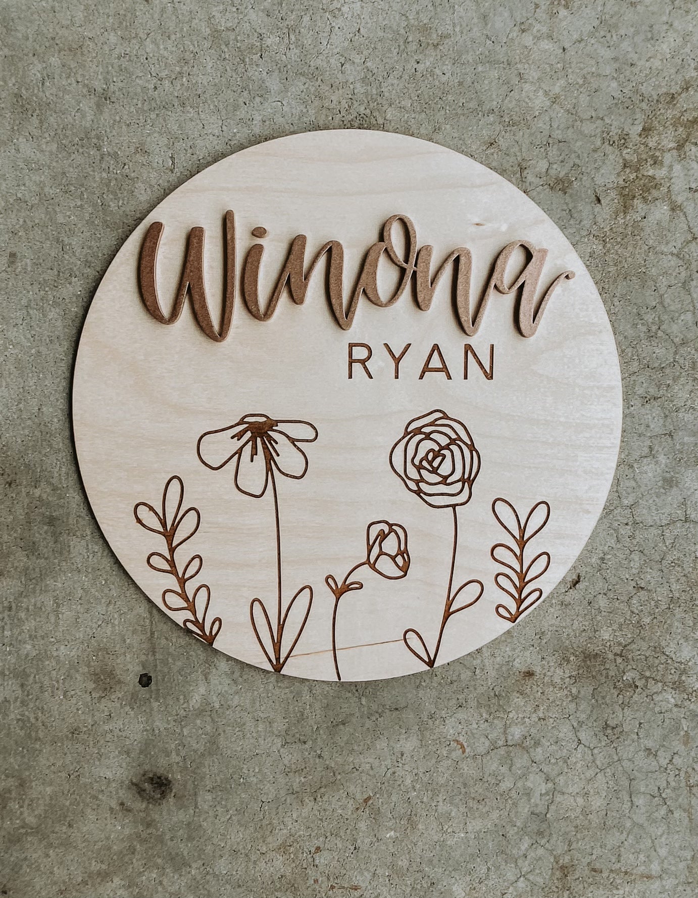 Boho Floral Personalized Name Round